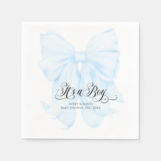 Het is een Boy Blue Bow Modern Elegant Baby shower Servet (Voorkant)