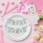 Het is een Boy Blue Bunting Flags Baby shower Papieren Bordje (Feest)