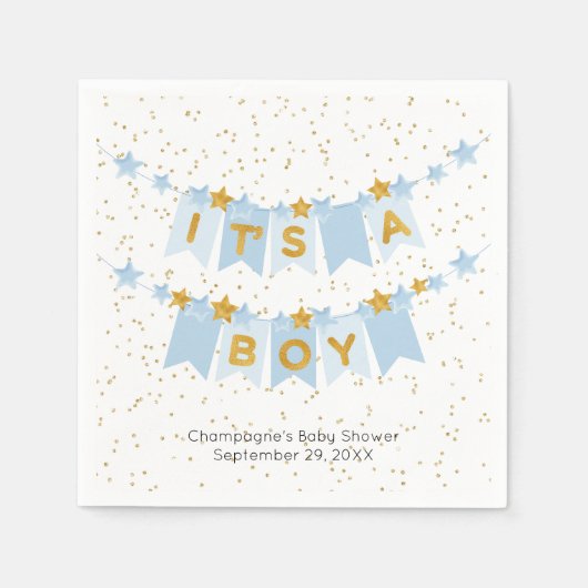 Het is een Boy Blue Bunting Flags Baby shower Servet (Voorkant)