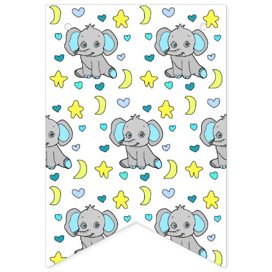 Het is een Boy, Blue Elephant Theme Baby shower Vlaggetjes (Tweede vlag)