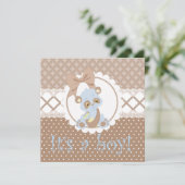 Het is een Boy Blue en Brown Baby shower Invitatio Kaart (Staand voorkant)