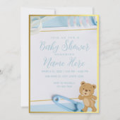 Het is een Boy Blue Gold Baby shower Kaart (Voorkant)