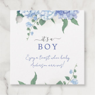 Het is een Boy Blue Hydrangea Botanisch Baby showe Bedankjes Labels