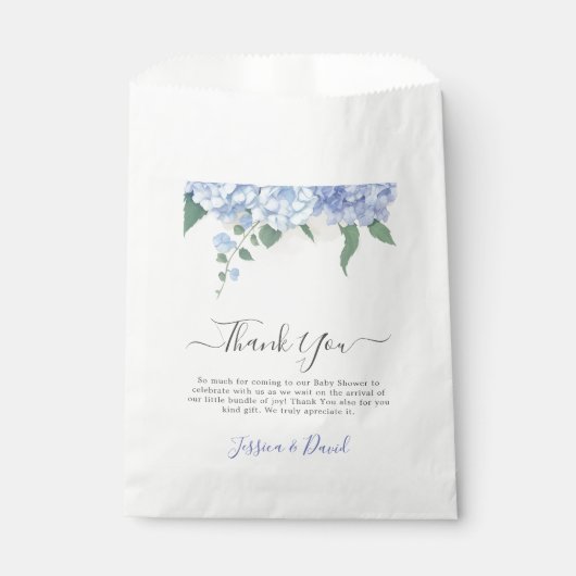 Het is een Boy Blue Hydrangea Botanisch Baby showe Bedankzakje (Voorkant)
