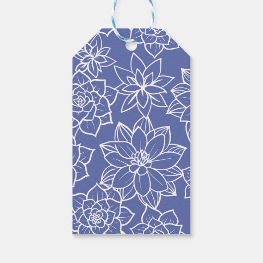 Het is een Boy Blue Hydrangea Botanisch Baby showe Cadeaulabel (Achterkant)