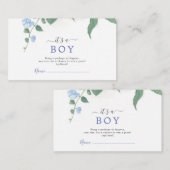 Het is een Boy Blue Hydrangea Botanisch Baby showe Informatiekaartje (Voorkant / Achterkant)