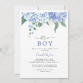 Het is een Boy Blue Hydrangea Botanisch Baby showe Kaart (Voorkant)