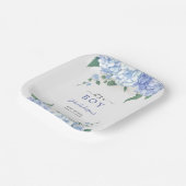 Het is een Boy Blue Hydrangea Botanisch Baby showe Papieren Bordje (Gebogen)