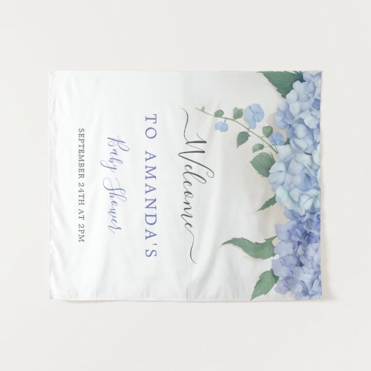 Het is een Boy Blue Hydrangea Botanisch Baby showe Wandkleed (Voorkant (horizontaal))