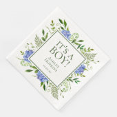 Het is een Boy Blue Hydrangeas Boy Baby shower Servet (Hoek)