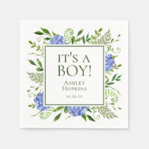 Het is een Boy Blue Hydrangeas Boy Baby shower