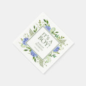 Het is een Boy Blue Hydrangeas Boy Baby shower Servet (Hoek)