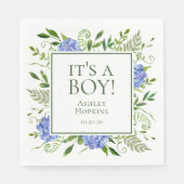 Het is een Boy Blue Hydrangeas Boy Baby shower Servet (Voorkant)