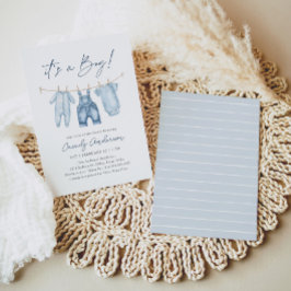Het is een Boy Blue Jean Denim Baby shower Kaart