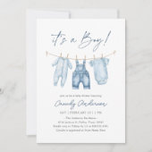 Het is een Boy Blue Jean Denim Baby shower Kaart (Voorkant)