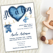 Het is een Boy Blue Jeans Baby shower Kaart