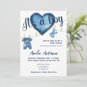 Het is een Boy Blue Jeans Baby shower Kaart (Staand voorkant)