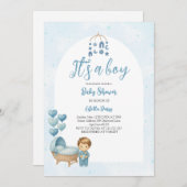 Het is een Boy Blue Nursery Baby shower Invitation Kaart (Voorkant / Achterkant)