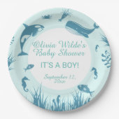 Het is een Boy Blue Onder het Zeeen Baby shower Papieren Bordje (Voorkant)