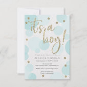 Het is een Boy Blue Polka Dot Baby Shower Uitnodig Kaart (Voorkant)