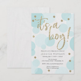 Het is een Boy Blue Polka Dot Baby Shower Uitnodig Kaart