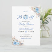 Het is een Boy Blue Pumpkin Baby shower Kaart (Staand voorkant)