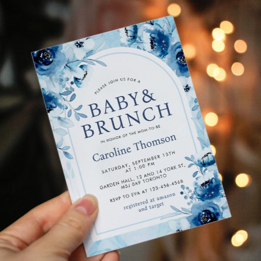 Het is een Boy Blue Roos Baby shower Brunch Kaart