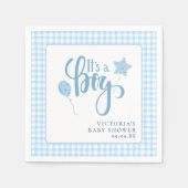 Het is een Boy Blue Simple Script Baby shower Servet (Voorkant)