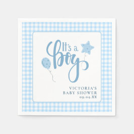 Het is een Boy Blue Simple Script Baby shower Servet
