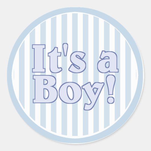 Het is een 'Boy Blue Stripe' aankondiging Ronde Sticker (Voorkant)