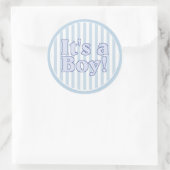 Het is een 'Boy Blue Stripe' aankondiging Ronde Sticker (Tas)