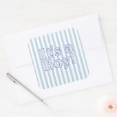 Het is een 'Boy Blue Striped' aankondiging Vierkante Sticker (Envelop)