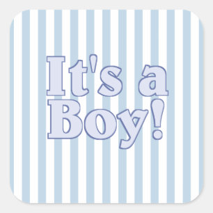Het is een 'Boy Blue Striped' aankondiging Vierkante Sticker