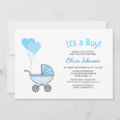 Het is een Boy Blue Stroller Baby shower Kaart (Voorkant)