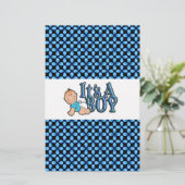 Het is een Boy Blue Text w / Baby Snoep Bar Wrappe Briefpapier (Staand voorkant)