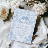 Het is een Boy Blue Toile Safari Animal Baby showe Kaart