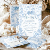 Het is een Boy Blue Toile Safari Animal Baby showe Kaart