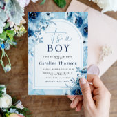 Het is een Boy Blue Waterverf Baby shower Kaart