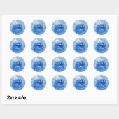 Het is een Boy -Blue Waterverf met sterren Ronde Sticker (Vel)