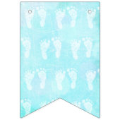 Het is een Boy Blue White Baby Footprint Baby show Vlaggetjes (Tweede vlag)