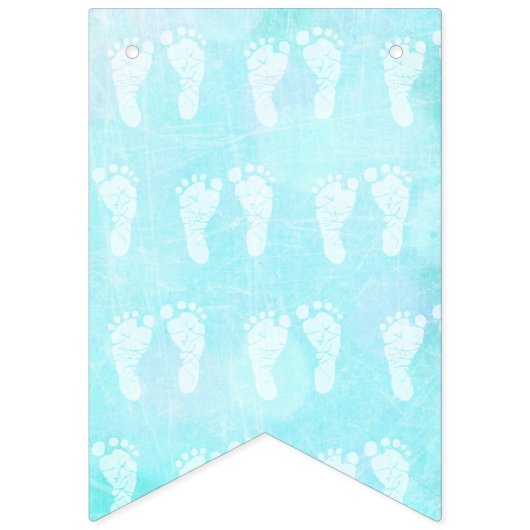 Het is een Boy Blue White Baby Footprint Baby show Vlaggetjes (Tweede vlag)
