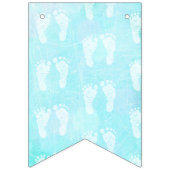 Het is een Boy Blue White Baby Footprint Baby show Vlaggetjes (Derde vlag)