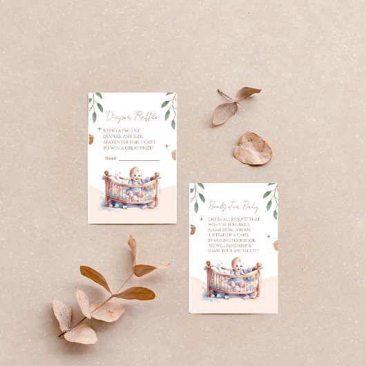 Het is een Boy Boho Bassinet baby shower Informatiekaartje