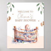 Het is een Boy Boho Bassinet Baby shower Poster (Voorkant)
