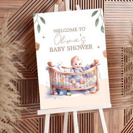 Het is een Boy Boho Bassinet Baby shower Poster