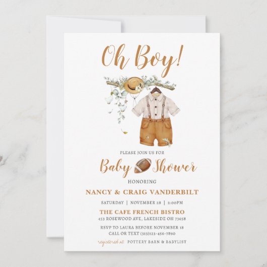 Het is een Boy Boho Football Waterverf Baby shower Kaart (Voorkant)