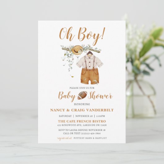 Het is een Boy Boho Football Waterverf Baby shower Kaart (Staand voorkant)