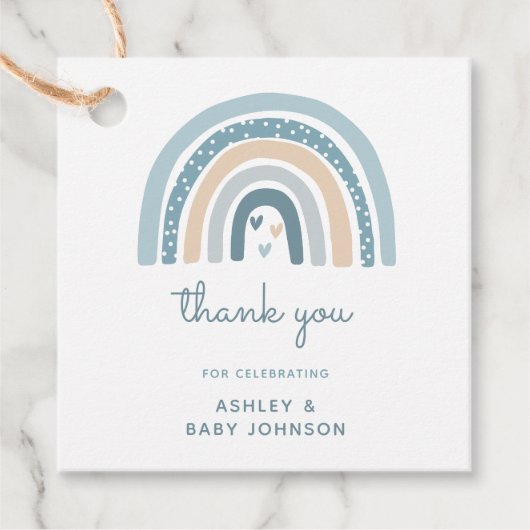 Het is een Boy Boho Rainbow Baby shower Bedankjes Labels (Voorkant)