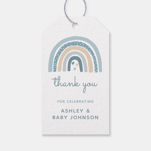 Het is een Boy Boho Rainbow Baby shower Cadeaulabel (Achterkant)