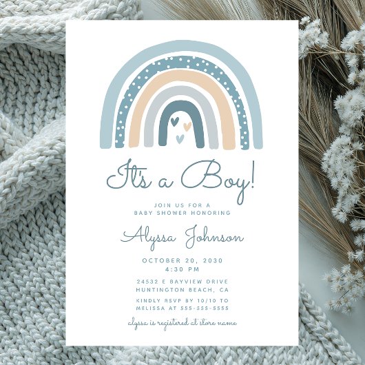 Het is een Boy Boho Rainbow Baby shower Kaart